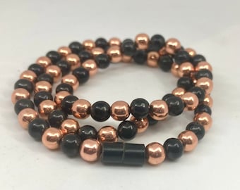 6mm beads Genuine 100 % Solid Copper necklace with real shungite from karelia russia, Genuine Copper