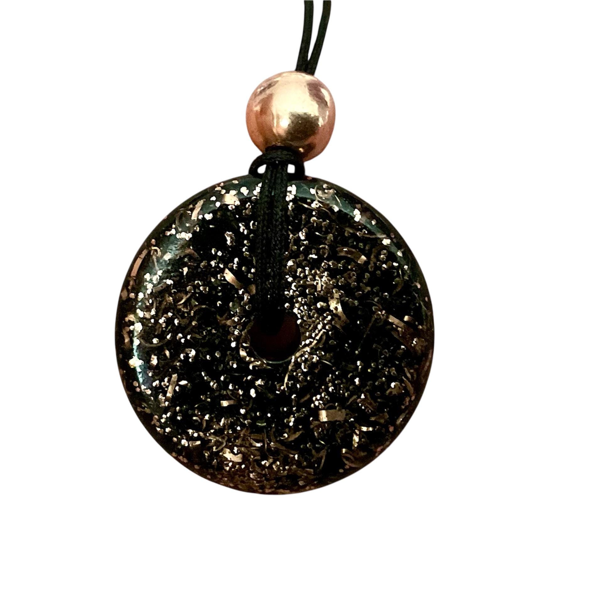 Resin Shungite noble elite / cristal / Herkimer diamond orgonite donut pendant