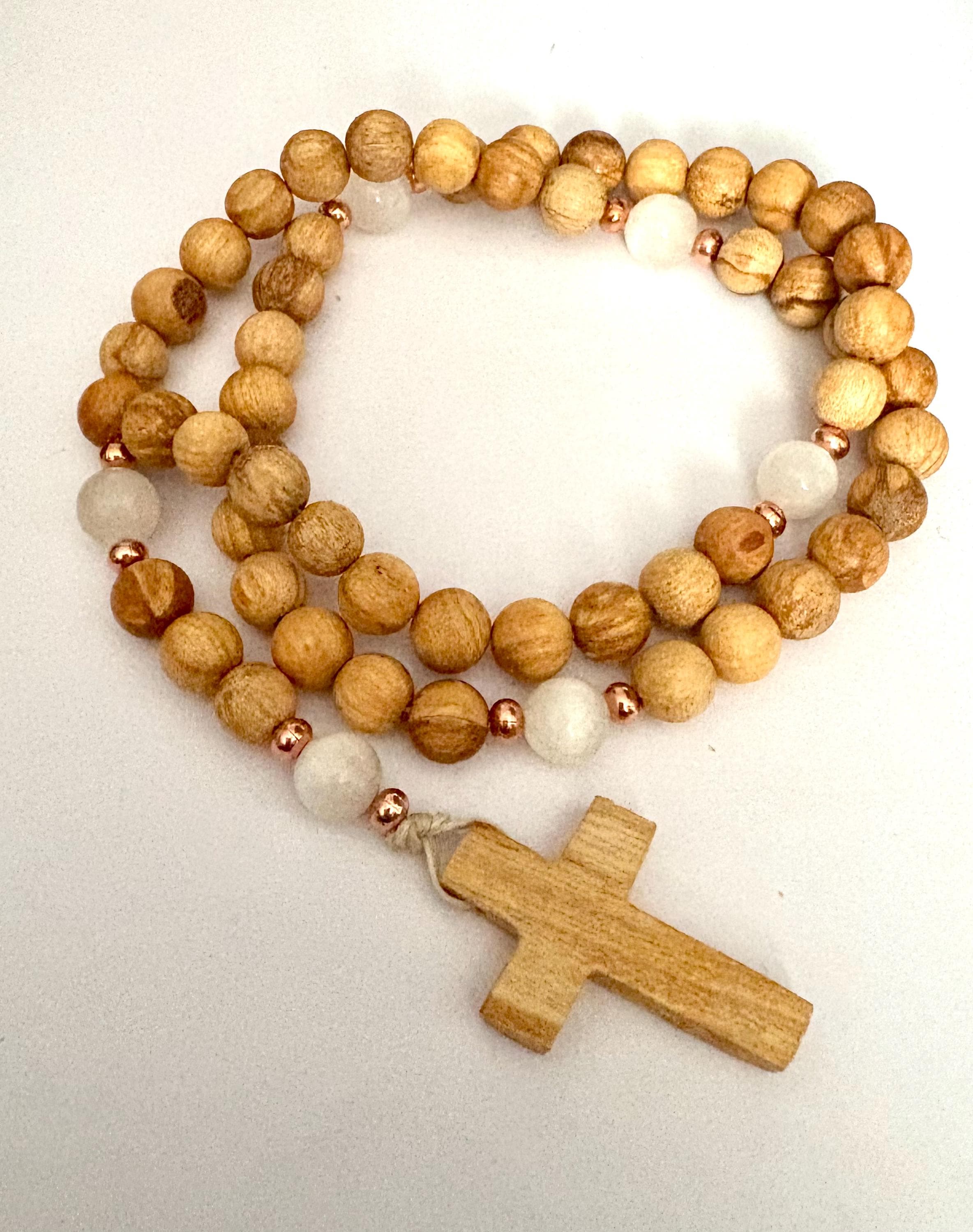 Catholic Rosary – Palo Santo & Selenite – Handmade With Real