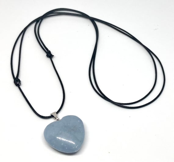 Heart gemstone angelite pendant Necklace