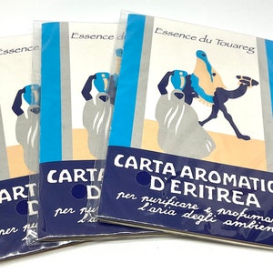 Pacote de 3 xCarta Aromatica d'Eritrea (Papel Aromático da Eritreia) incenso de papel azul Essence du Touareg