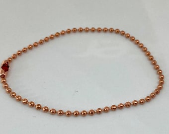 Solid Copper Ball Chain Bracelet or Anklet, Minimalist 2.4mm