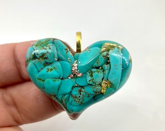 Heart/ turquoise /cristal / Herkimer diamond orgonite.
