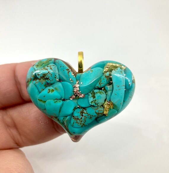 ハートターコイズ❤️オルゴナイト 癒しのオルゴナイト❤️ミルキー