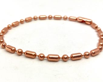 Massief koperen kogelkettingarmband of -enkelband, 3,2 mm minimalistische ketting