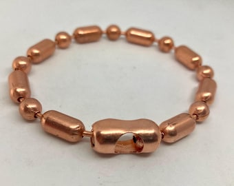 Massief koperen kogelkettingarmband of -enkelband, minimalistisch, 6,3 mm