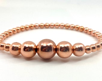 4mm beads + larger size in middle Genuine 100 % Solid Copper Bracelet or Anklet, Genuine Copper