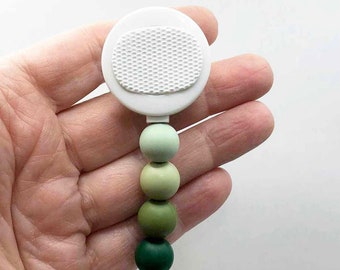 Green Ombre Badge Reel With Silicone Beads, Interchangeable Nurse Badge, Hook and Loop - FREE Badge Topper