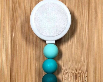 Turquoise Ombre Silicone Bead Badge Reel: Interchangeable Nurse Badge
