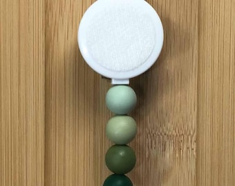 Green Ombre Silicone Bead Badge Reel: Interchangeable Nurse Badge