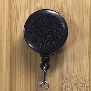 Interchangeable or Replaceable Badge Reel, Hook and Loop, Black Belt or Swivel