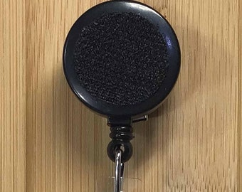 Interchangeable or Replaceable Badge Reel, Hook and Loop, Black Belt or Swivel