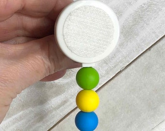 Silicone Bead Badge Holder: Green, Yellow, Blue Reel