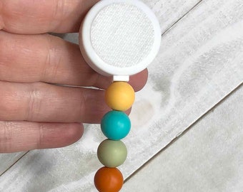 Interchangeable Badge Reel With Beads- Replacement - Hook and Loop - Golden Yellow - Turquoise - Sage - Pumpkin