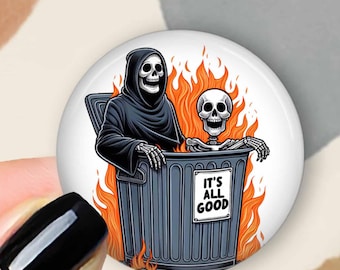 Trash Fire Interchangeable Badge Reel Topper: Grim Reaper Skeleton