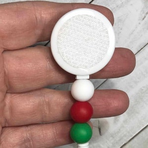 Christmas Beaded Badge Reel: Interchangeable Silicone Bead ID Holder