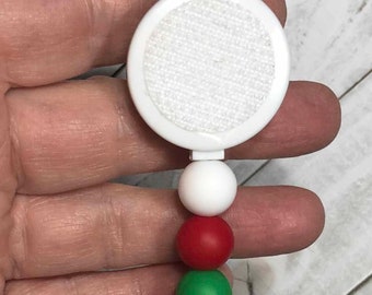 Christmas Beaded Badge Reel: Interchangeable Silicone Bead ID Holder