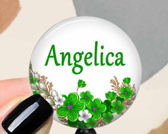 Personalized Badge Reel - Floral Retractable ID Holder in 2 Sizes - Badge Topper Only Available