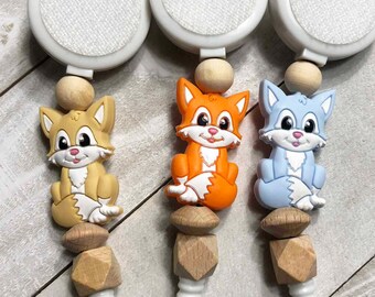 Cat Interchangeable Badge Reel With Wood Beads FREE Topper Included - 3 Color Options With or Without Hook & Loop