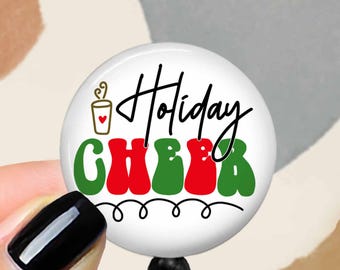 Christmas Badge Reel: Holiday Cheer Retractable ID Holder