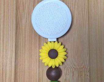 Sunflower Interchangeable Badge Reel - With or Without Hook and Loop