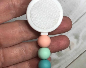 Interchangeable Badge Reel Peach Mint Seafoam Silicone Beads
