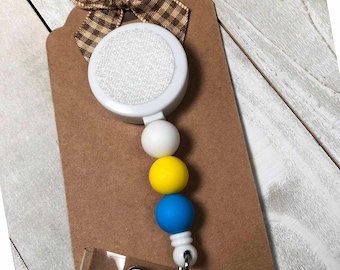 Interchangeable Beaded Badge Reel Hook and Loop