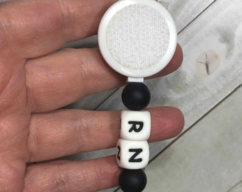 RN Interchangeable Badge Reel Black Silicone Beads Includes Free Topper