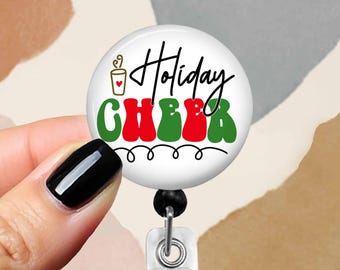 Christmas Badge Reel: Holiday Cheer Retractable ID Holder