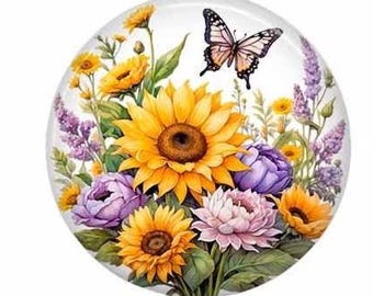 Sunflower Badge Reel: Floral ID Holder for Nurse, Teacher