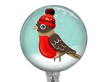 Christmas Badge Reel, Cute Bird Retractable Badge Holder for Nurse Teacher Office Worker, Holiday Badge Reel, Name Clip, Steth Tag, 316B