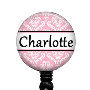 Personalized Retractable Badge Reel: Floral ID Holder, RN, Medical