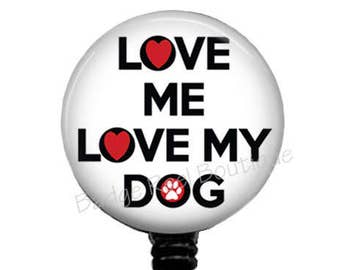 Dog Lover Badge Reel: Retractable ID Tag Clip