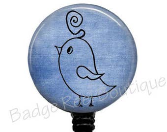 Blue Bird Badge Reel: Retractable Name Clip, Stethoscope ID Tag