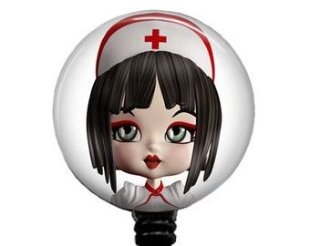 Cute Nurse Retractable Badge Reel, Steth ID Tag