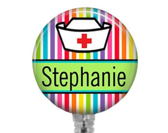 Personalized Nurse Badge Reel – Retractable ID Holder, Stethoscope Tag