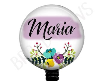 Floral Retractable Badge Reel: Personalized ID Card Holder & Stethoscope Tag