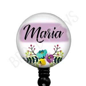Floral Retractable Badge Reel: Personalized ID Card Holder & Stethoscope Tag