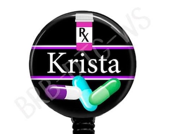 Personalized Pharmacy Badge Reel: Pill Bottle Design