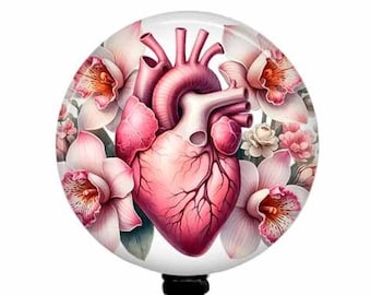 Cardiology Badge Reel, Heart Badge Holder, T166