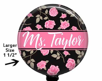 Personalized Badge Reel for Teacher Nurse or Office Professional Lanyard Carabiner Stethoscope Tag, 829L