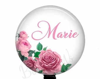 Pink Roses Retractable Badge Reel, Stethoscope Tag, Lanyard, T90