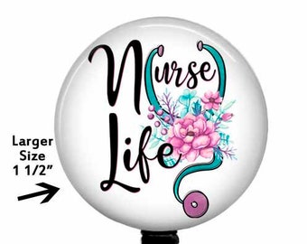 Nurse Life Badge Reel: Floral Stethoscope ID Tag