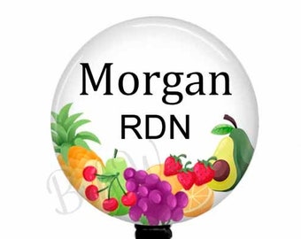 RDN Registered Dietitian Nutritionist Badge Reel Holder - Name Badge Reel - Lanyard - Carabiner - T18