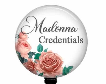 Floral Badge Reel: Personalized Retractable ID Holder, Nursing Stethoscope Tag