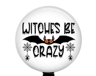 Halloween Badge Reel Witches Be Crazy, Bat Spiders Carabiner Break-away Lanyard Carabiner Stethoscope Tag, T104