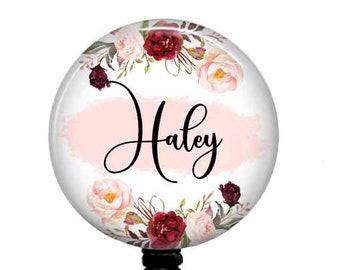 Floral Nursing Badge Reel: Retractable Stethoscope ID Tag