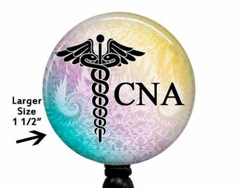 CNA Badge Reel, Stethoscope ID Tag, Carabiner, Lanyard, Retractable Name Badge Holder, Medical Caduceus, 930L