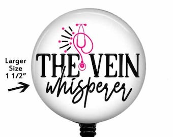 Vein Whisperer Badge Reel: Phlebotomist Gift, Pink Stethoscope