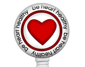 Heart Healthy Badge Reel, Cardiovascular Nurse ID Card Holder, 463